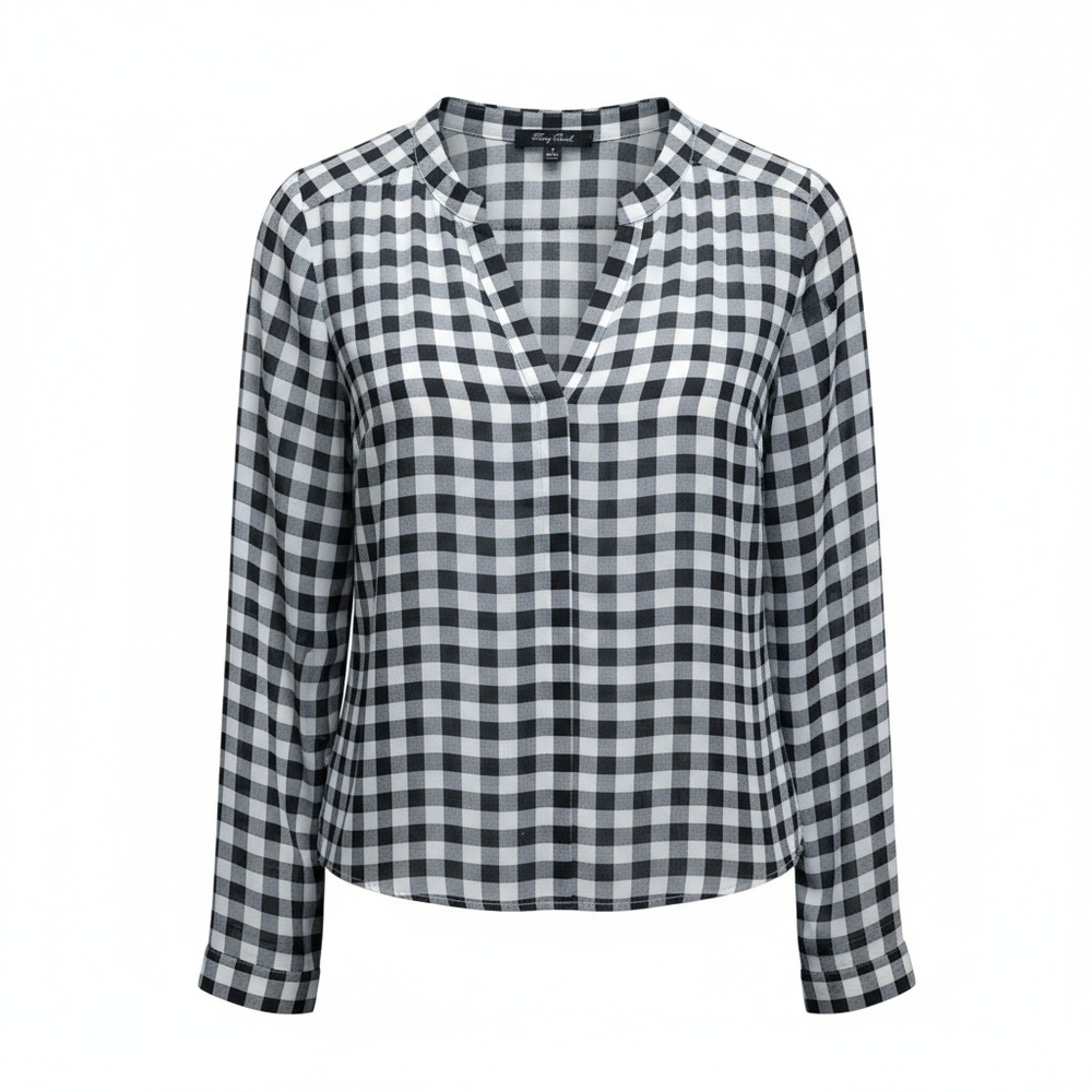 Sz Small Honey Punch Button-up Top Lightweight Navy White Checkered